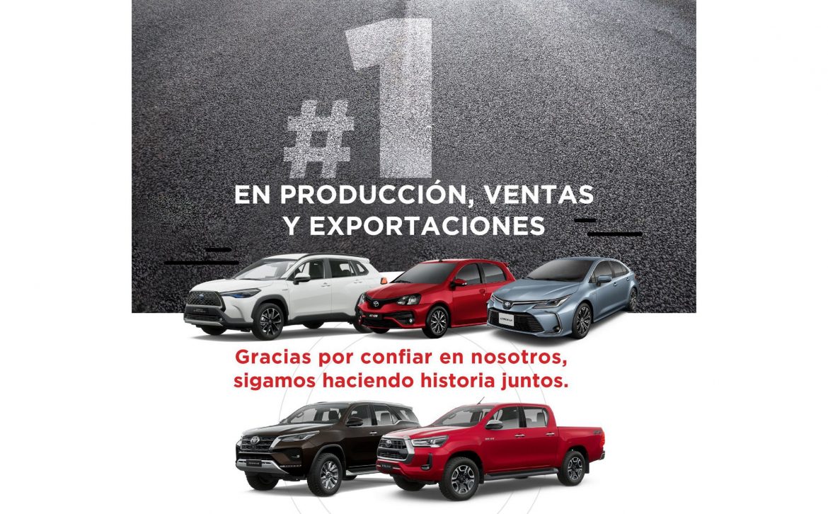 Toyota vuelve a ser líder en producción, ventas y exportaciones en Argentina