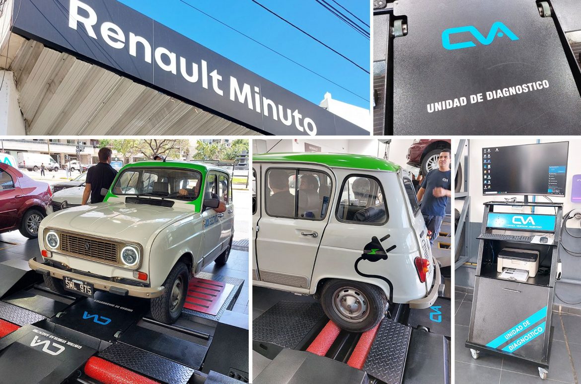 CVA y el INTI realizaron la primera experimentación de un vehículo retrofit en un equipo de VTV en Renault Minuto
