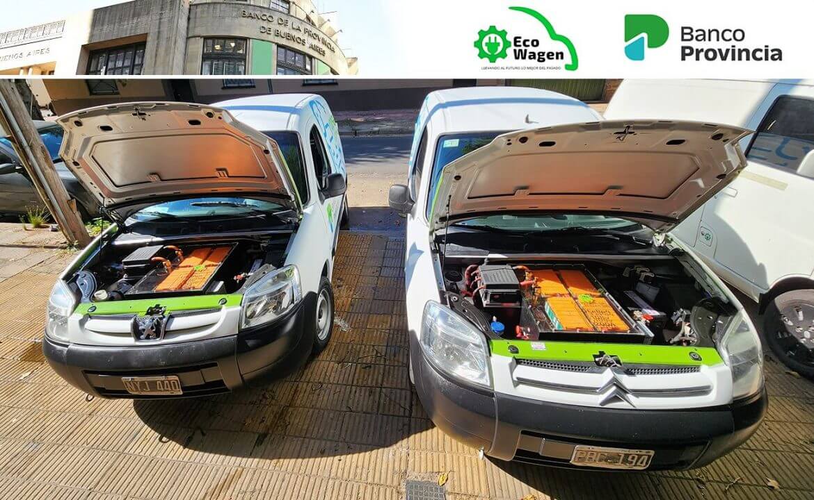 Eco Wagen convirtió a eléctricos a dos utilitarios de la flota del Banco Provincia: una Berlingo y una Partner