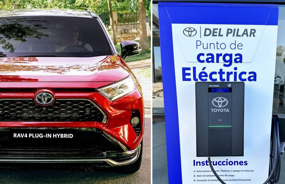 La concesionaria Toyota del Pilar instaló un cargador de SCAME: Es para que la utilicen los que alquilen la RAV4 PHEV a través de KINTO